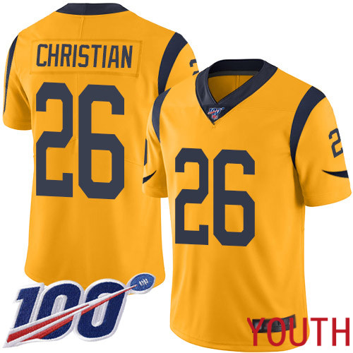 Los Angeles Rams Limited Gold Youth Marqui Christian Jersey NFL Football #26 100th Season Rush Vapor Untouchable